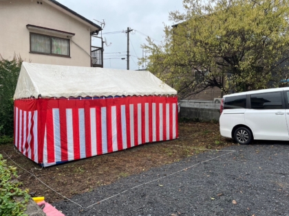 雨の地鎮祭